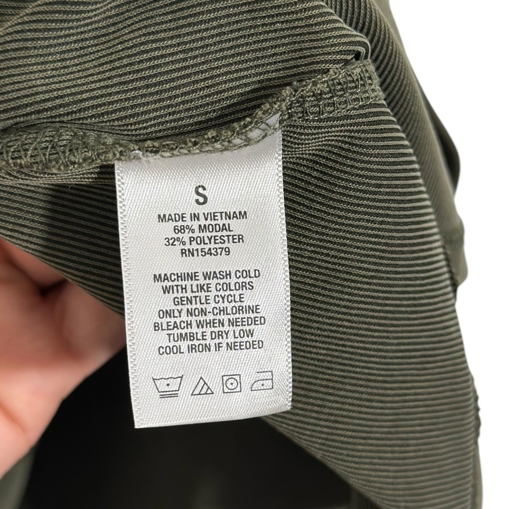 Aeropostale Solid Drapey Square-Neck Slip Dress Olive Green Ribbed Womens Size S - Picture 8 of 8